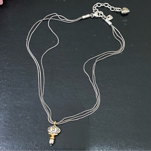 Retired BRIGHTON Venezia Gold/Silver Scrolled Oval Pendant 3-Strand Necklace - Picture 3 of 13